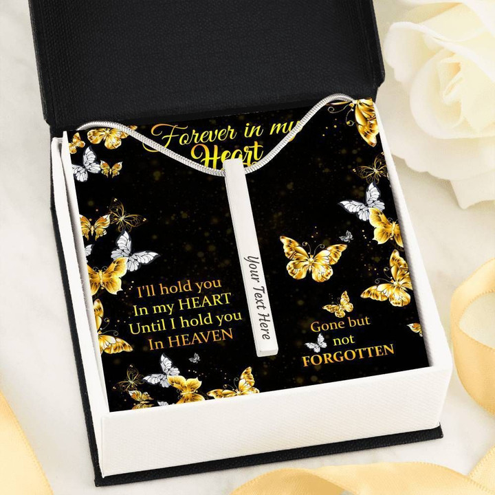 Gone But Not Forgotten Butterfly Gift For Angel Mom Vertical Bar Necklace