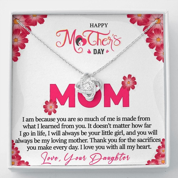 I Love You With All My Heart Gift For Mom Love Knot Necklace