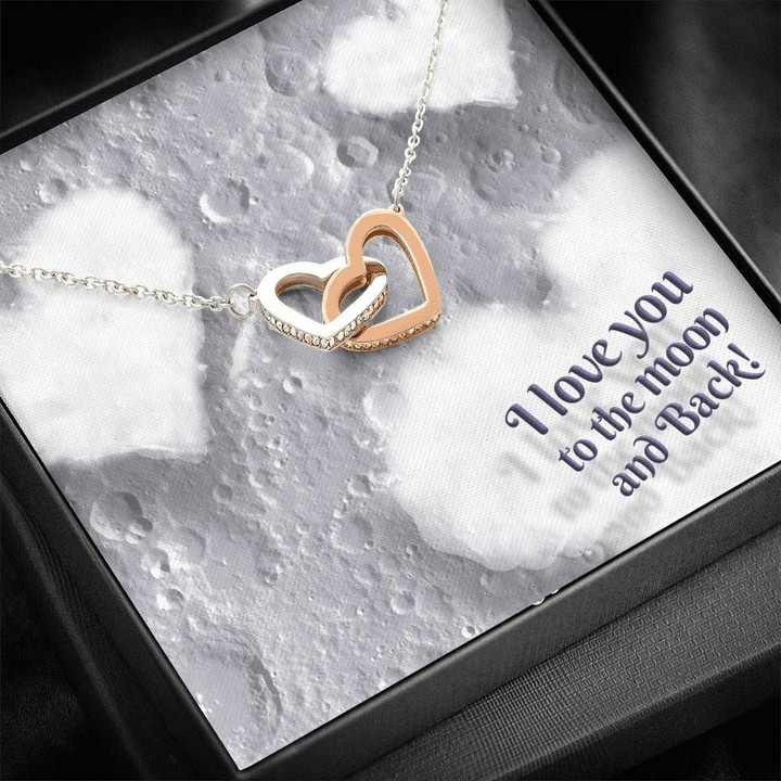I Love You To The Moon And Back Interlocking Hearts Necklace