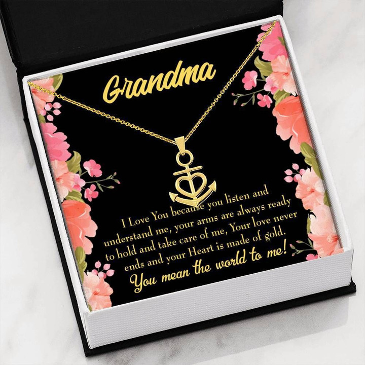 Grandma You Mean The World To Me Anchor Necklace