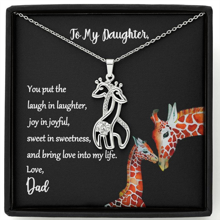 Giraffe Couple Necklace Dad Gift For Daughter You Put The Laugh In Laughter