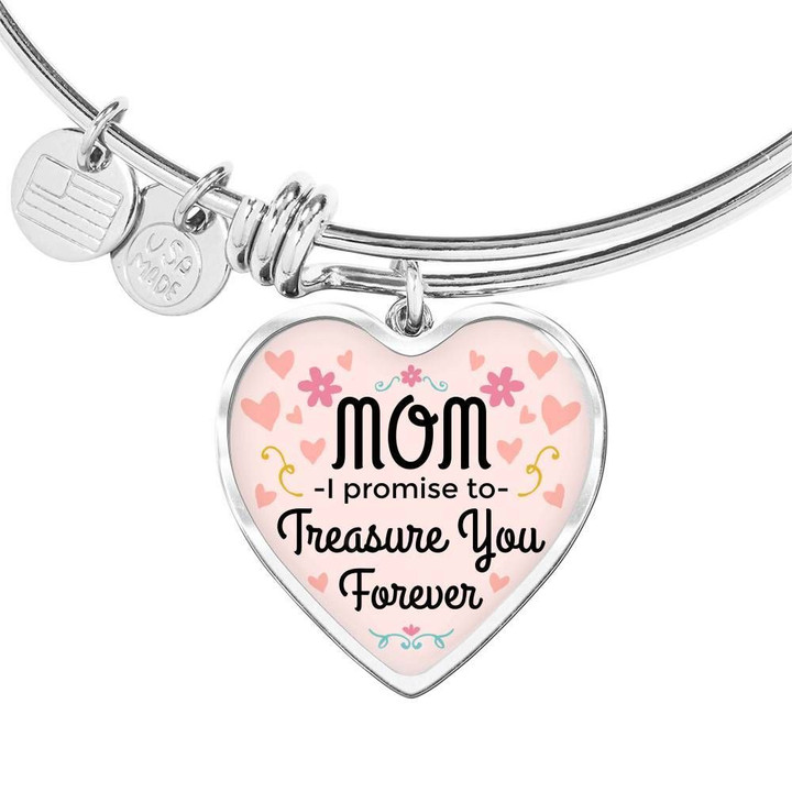 Heart Adjustable Bangle Gift For Mom I Promise To Treasure You
