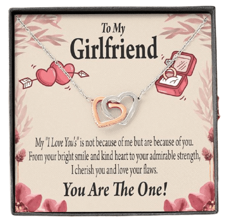 Gift For Girlfriend You Are The One Interlocking Hearts Necklace