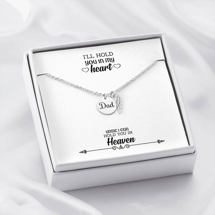 Dad Gift I'll Hold You In My Heart Remembrance Angel Wing Necklace