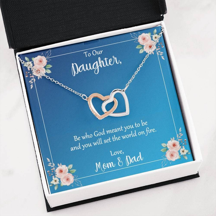 Gift For Daughter Be Who Meant You To Be Love Interlocking Hearts Necklace