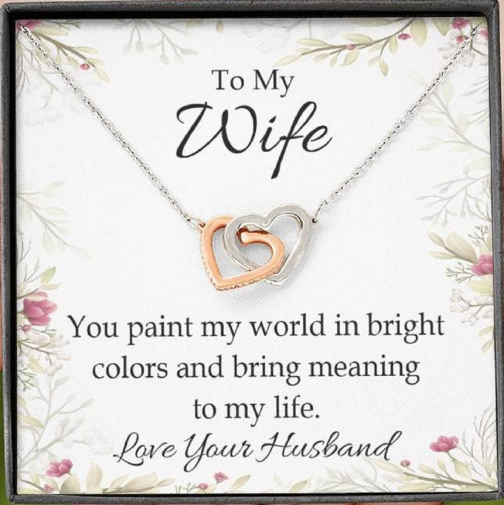 You Paint My World In Bright Colors Gift For Wife Interlocking Hearts Necklace