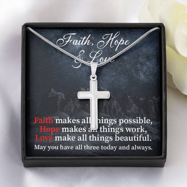 Love Inspirational Cross Necklace Gift For Son