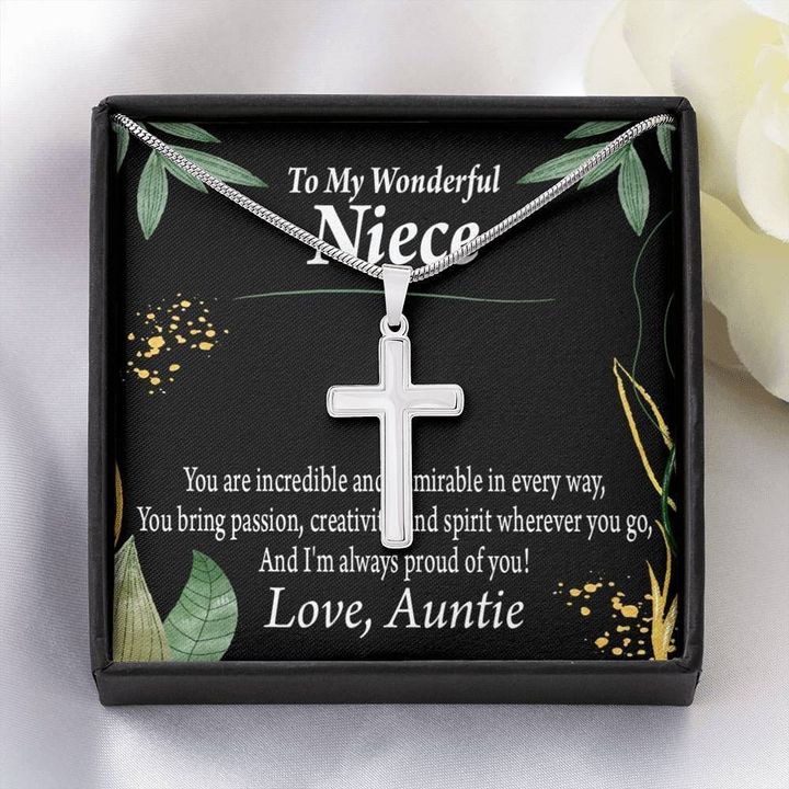 Gift For My Niece You Are Incredible Artisan Crafted Cross Necklace