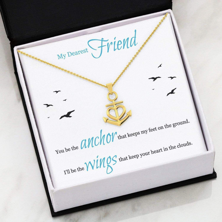 I'll Be The Wing Message Card Anchor Necklace Gift For Bestie