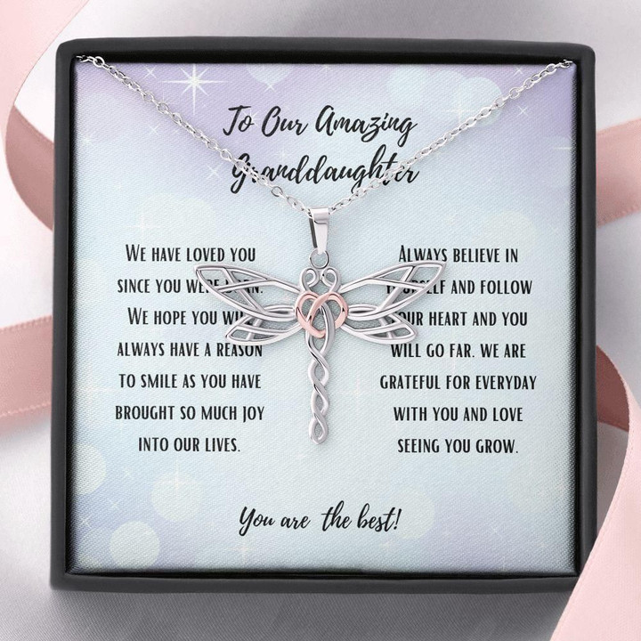 The Best Light Blue Dragonfly Dreams Necklace Gift For Granddaughter