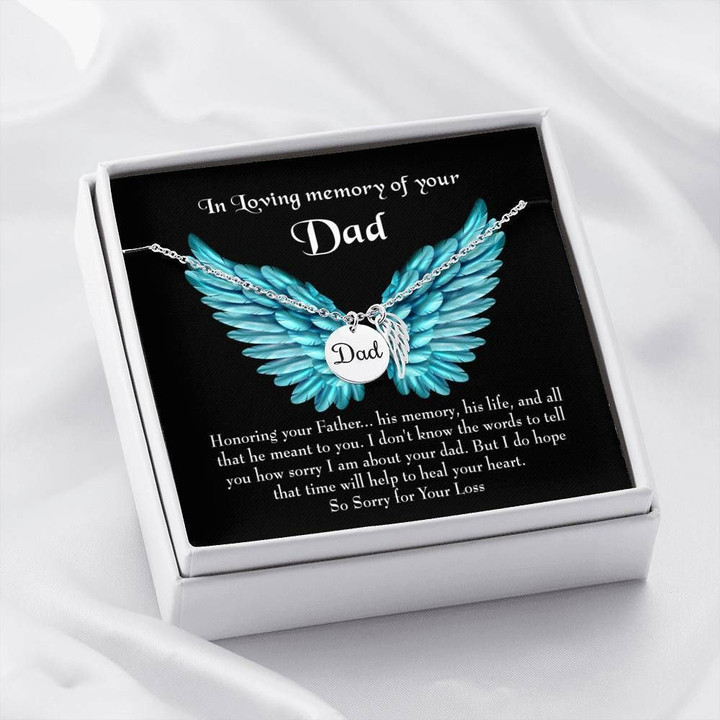 Honoring Your Dad Loss Of A Dad Gift For Angel Dad Remembrance Angel Wing Necklace