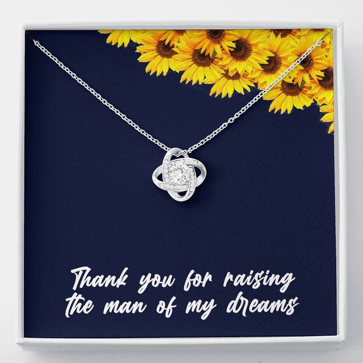 Thank You Love Knot Necklace With Mahogany Gift Box For Mom