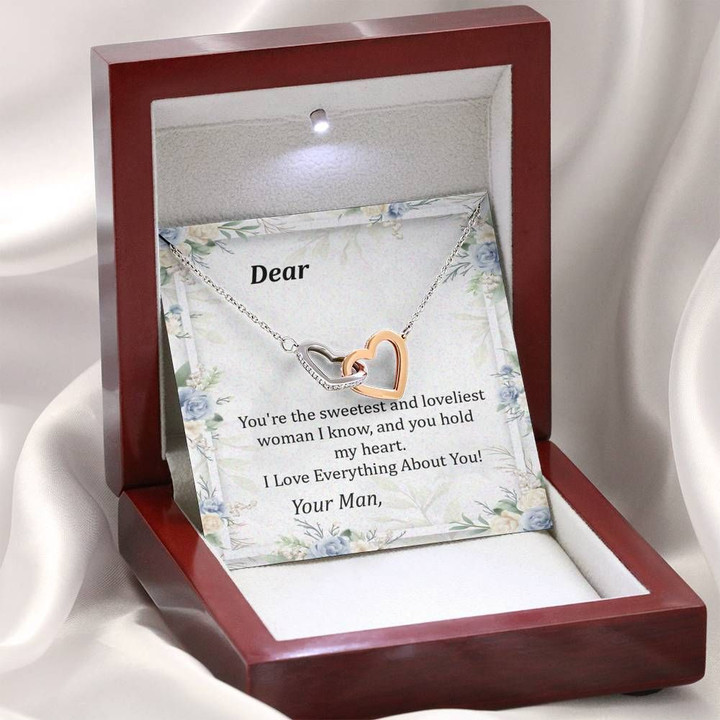 I Love Everything About You Gift For Her Interlocking Hearts Necklace