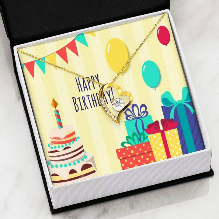 Happy Birthday Elements 18K Gold Forever Love Necklace