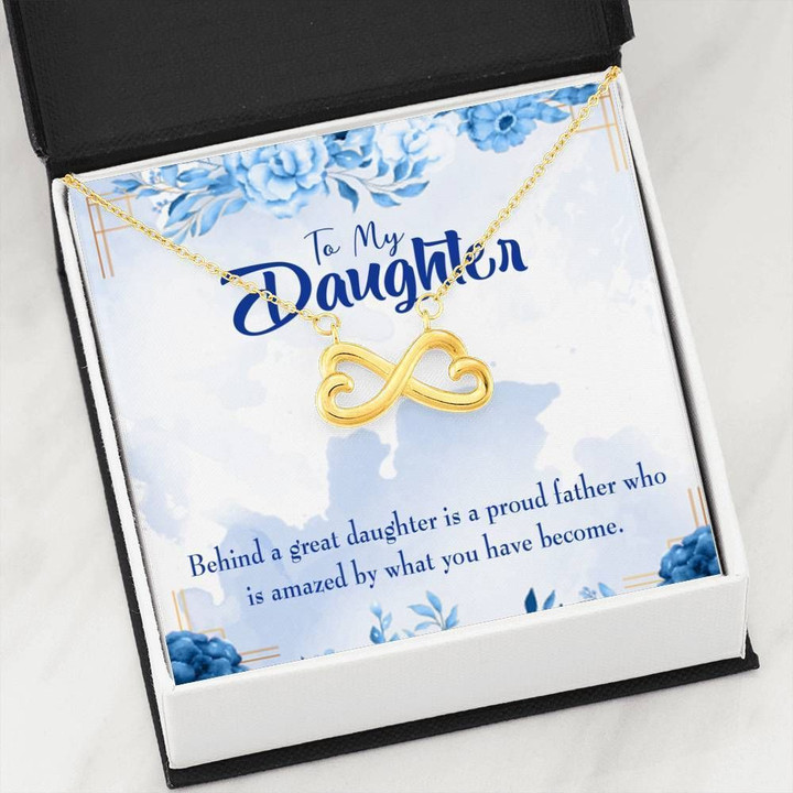 Behind A Great Daughter Infinity Heart Necklace Dad Gift For Daughter