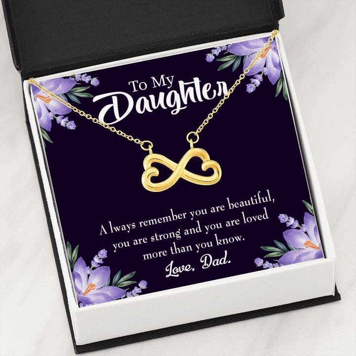 You Are Beautiful Gift For Daughter 18K Gold Infinity Heart Necklace
