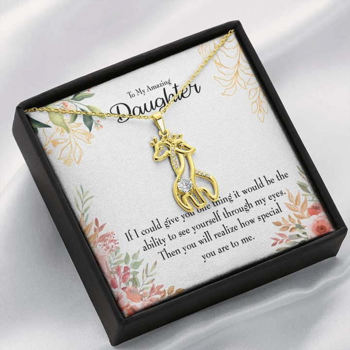 To My Daughter Ability To See Yourself Giraffe Couple Necklace