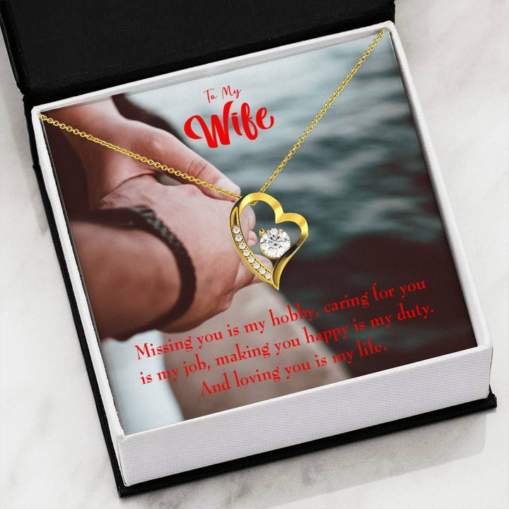 Missing You Is My Hobby 18K Gold Forever Love Necklace Gift For Wife Forever Love Necklace Forever Love Necklace