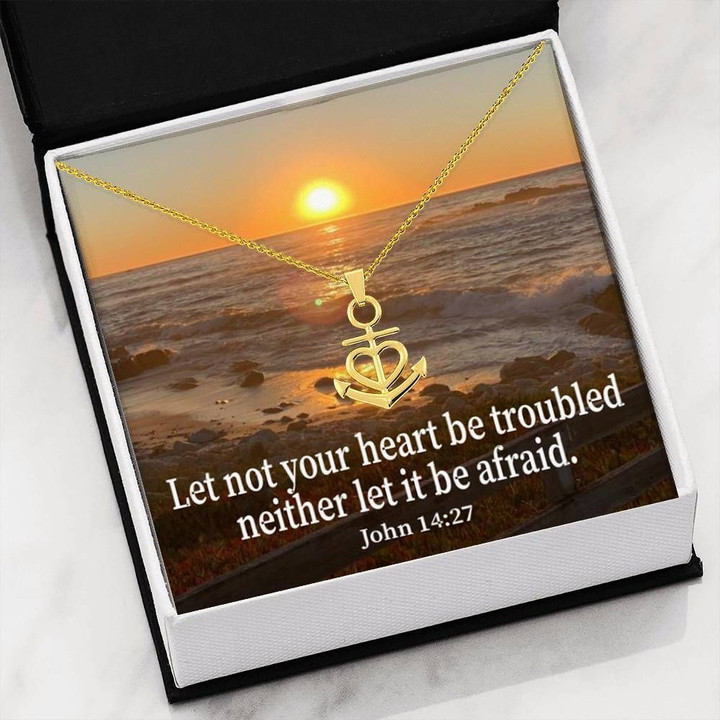 Let Not Your Heart Be Troubled Anchor Necklace
