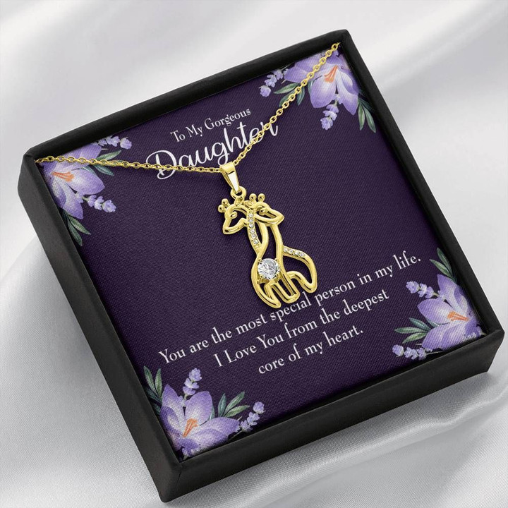 To My Gorgeous Daughter Love You From The Deepest Giraffe Couple Necklace