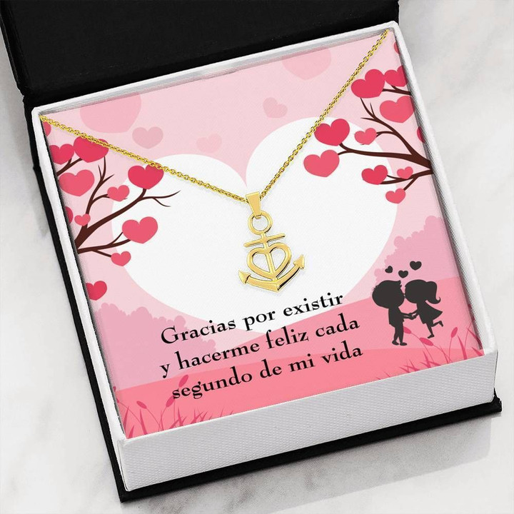 Me Haces Feliz Spanish Anchor Necklace Gift For Her