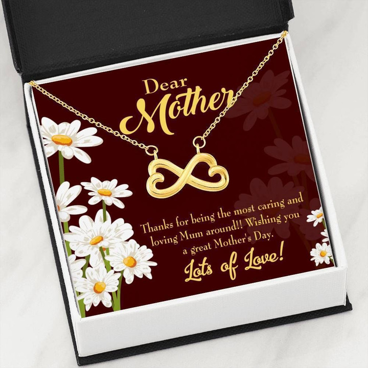 Thank For Being The Most Caring Person Infinity Heart Necklace Gift For Mom