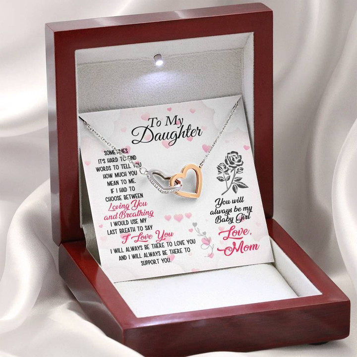 To My Daughter You Will Always Be My Baby Girl Interlocking Hearts Necklace