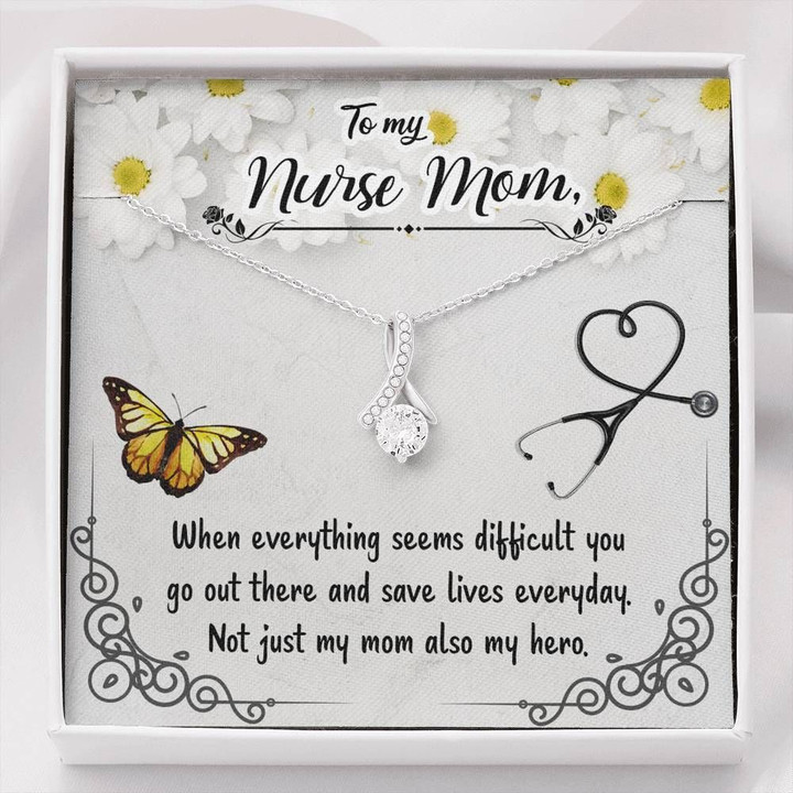 Not Just My Mom Also My Hero Gift For Nurse Mom Alluring Beauty Necklace