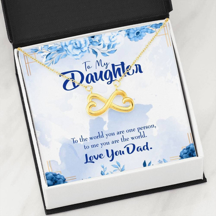You Are The World To Me Gift For Daughter 18K Gold Infinity Heart Necklace