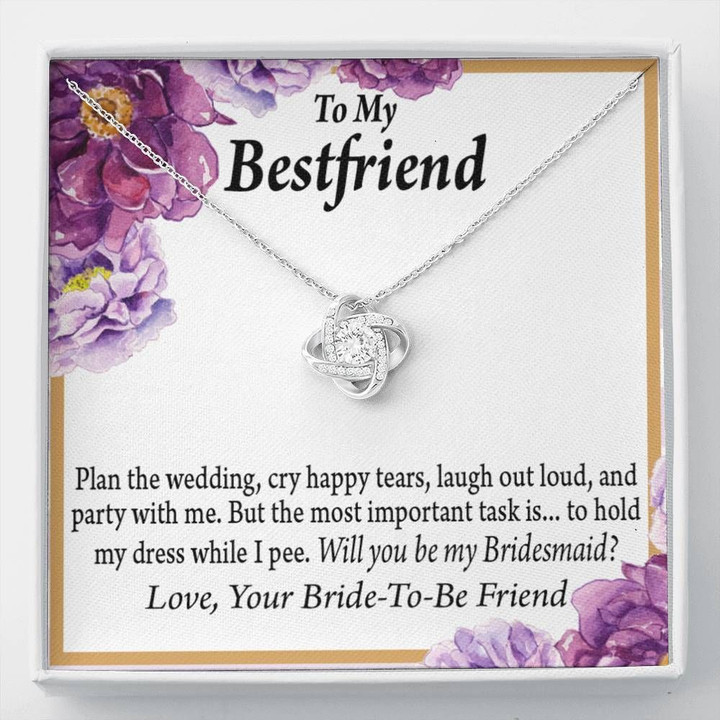 Purple Flower Love Knot Necklace Gift For Bestfriend Plan The Wedding