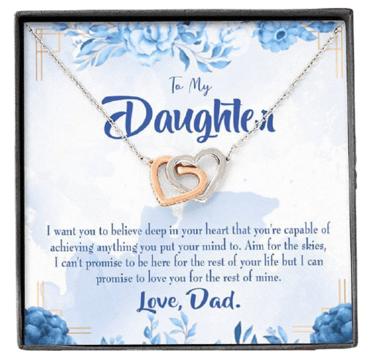 Love You For The Rest Of Mine Gift For Daughter Interlocking Hearts Necklace With Mahogany Style Gift Box
