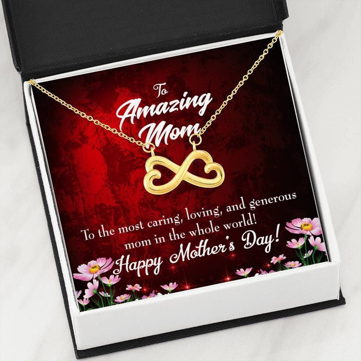 To The Most Caring Person In The World Infinity Heart Necklace Gift For Mother