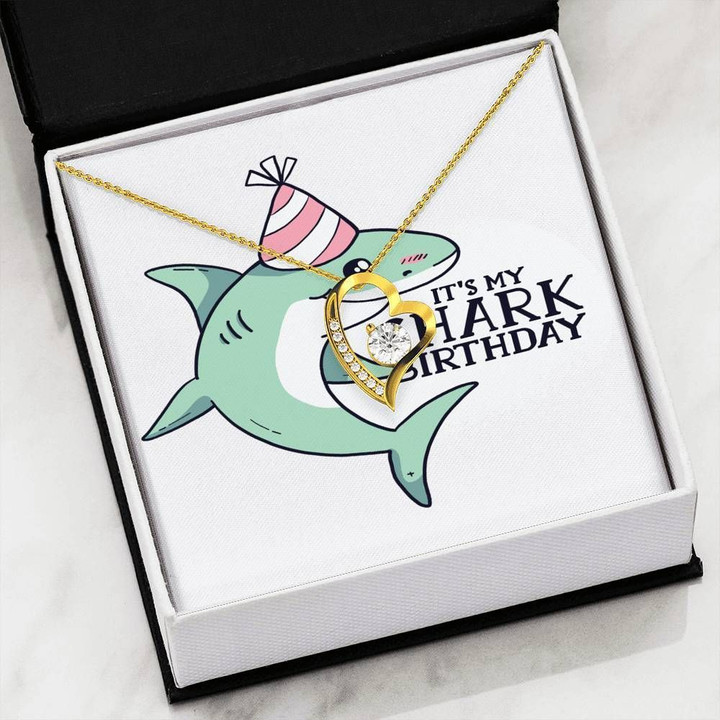 It's My Shark Birthday Gift For Kids 18K Gold Forever Love Necklace