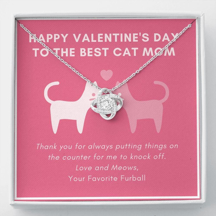 Love And Meows Gift For Cat Mom Love Knot Necklace