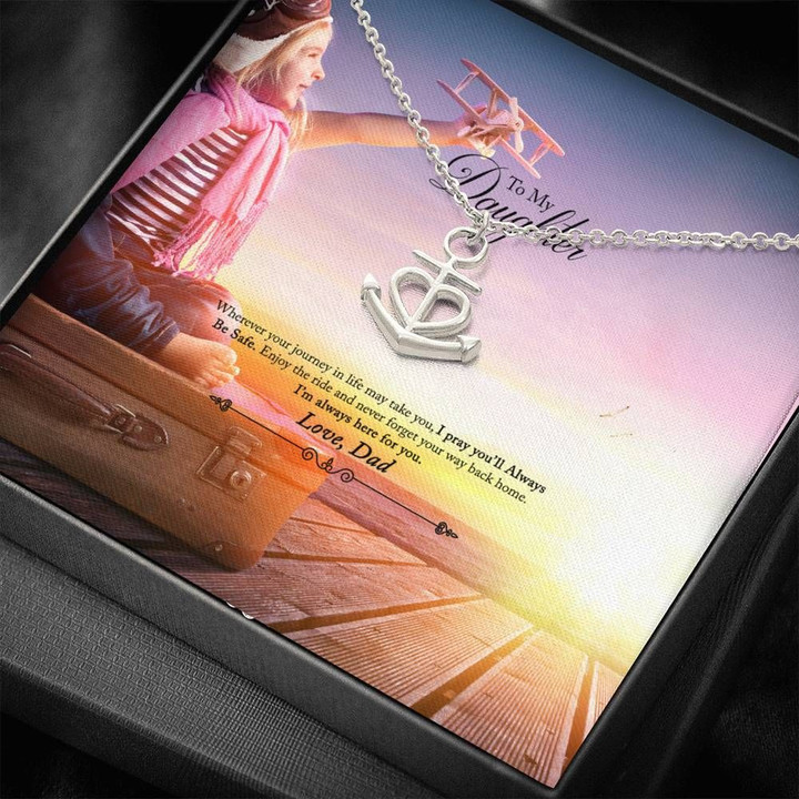 Never Forget Your Way Back Home Dad Gift For Daughter Anchor Necklace