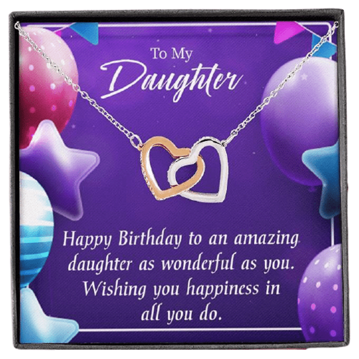 Wishing You Happiness In All You Do Gift For Daughter Interlocking Hearts Necklace