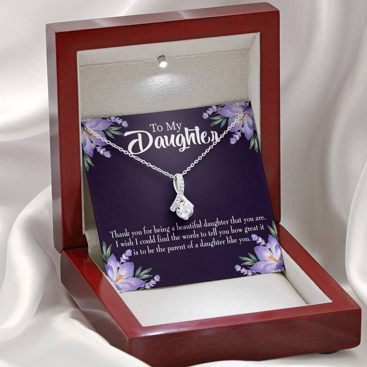 Thank You For Being A Beautiful Daughter Gift For Daughter Alluring Beauty Necklace