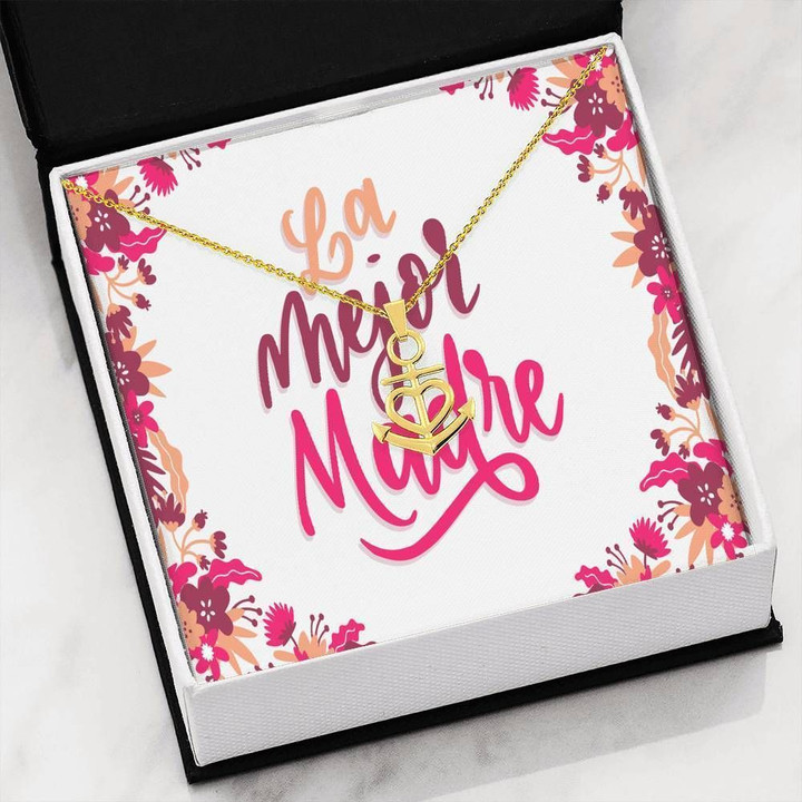 La Mejor Madre Gift For Mom 18K Gold Anchor Necklace