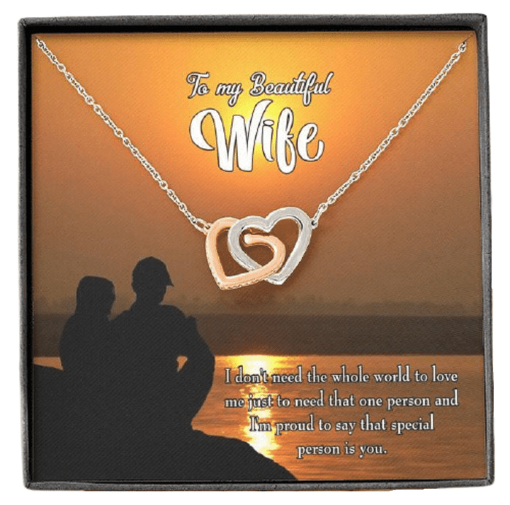 Sunset Gift For Wife Special Person Is You Interlocking Hearts Necklace