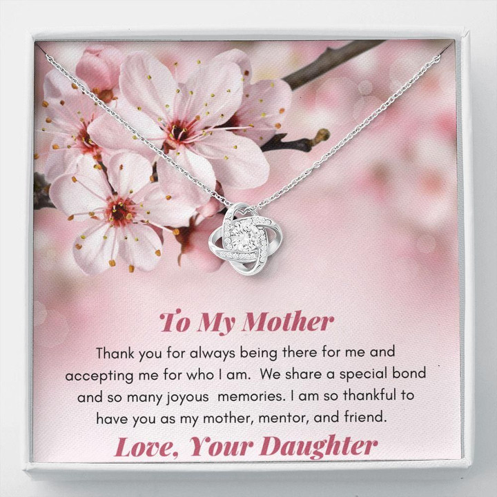 Thank You For Being There For Me Gift For Mom Peach Blossom Love Knot Necklace
