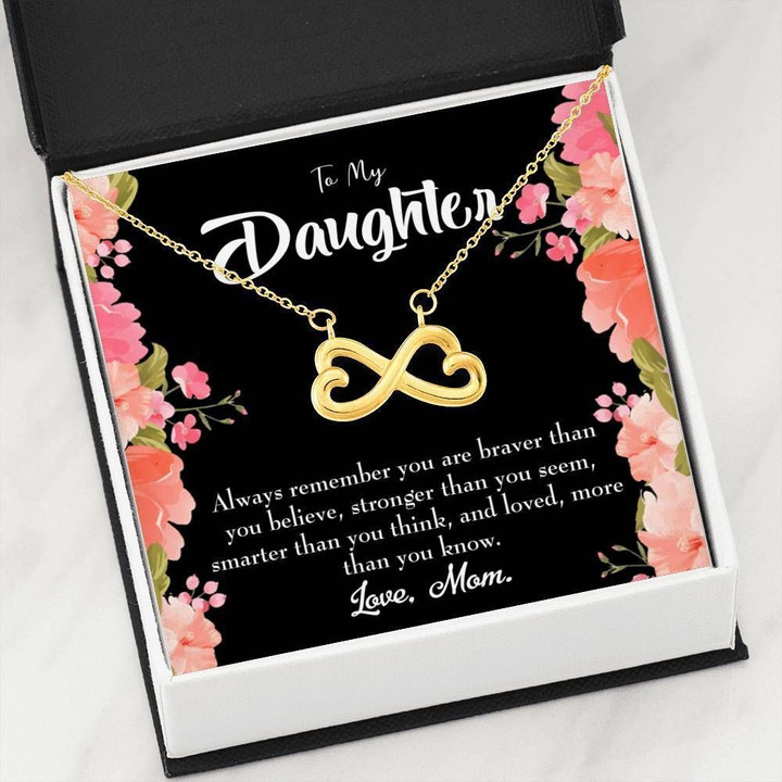 Loved More Than You Know Gift For Daughter 18K Gold Infinity Heart Necklace