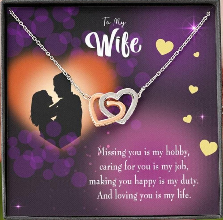 Loving You Is My Life Interlocking Hearts Necklace Gift For Wife