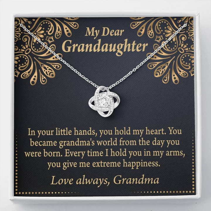 Love Knot Necklace Grandma Gift For Granddaughter Gold Paisley Design In Your Little Hands
