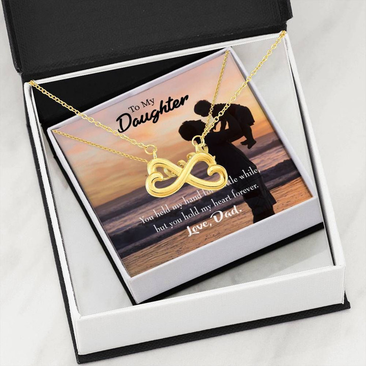 To Daughter Dad Will Hold Your Hand Infinity Heart Necklace