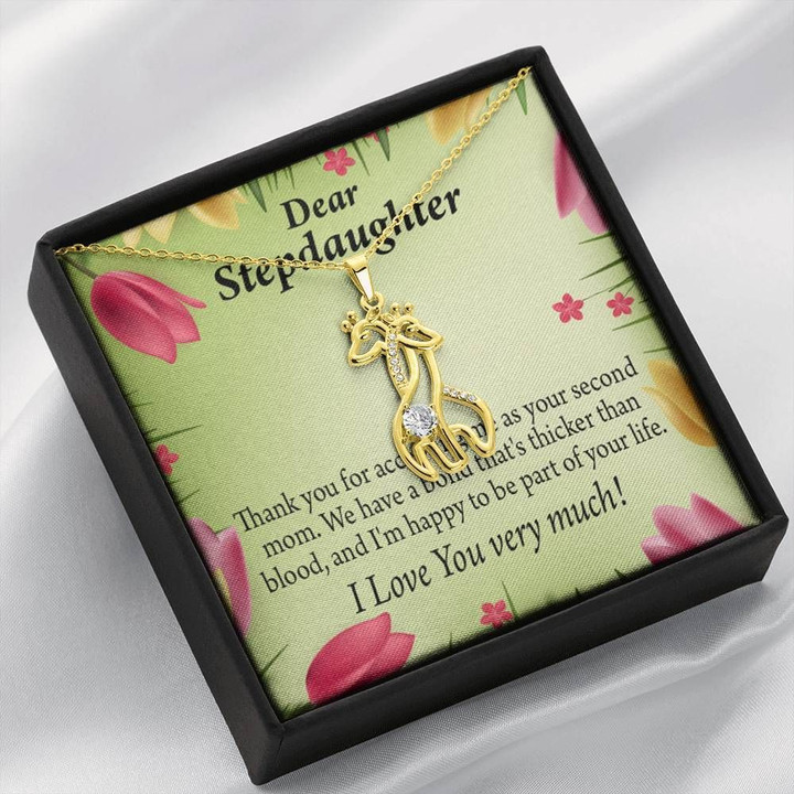 To My Stepdaughter Thicker Than Blood Giraffe Couple Necklace