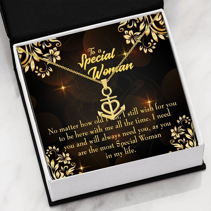 No Matter How Old I Get Message Card Anchor Necklace Gift For Mom