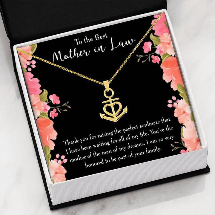Thanks For Raising The Perfect Soulmate 18K Gold Anchor Necklace Gift For Mother In Law