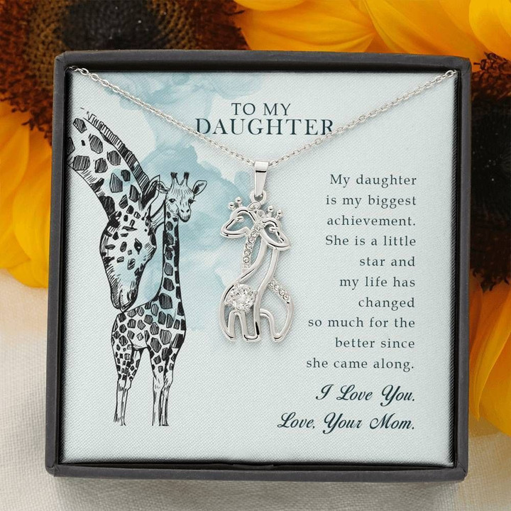 My Biggest Achievement Giraffe Couple Necklace Mom Gift For Daughter