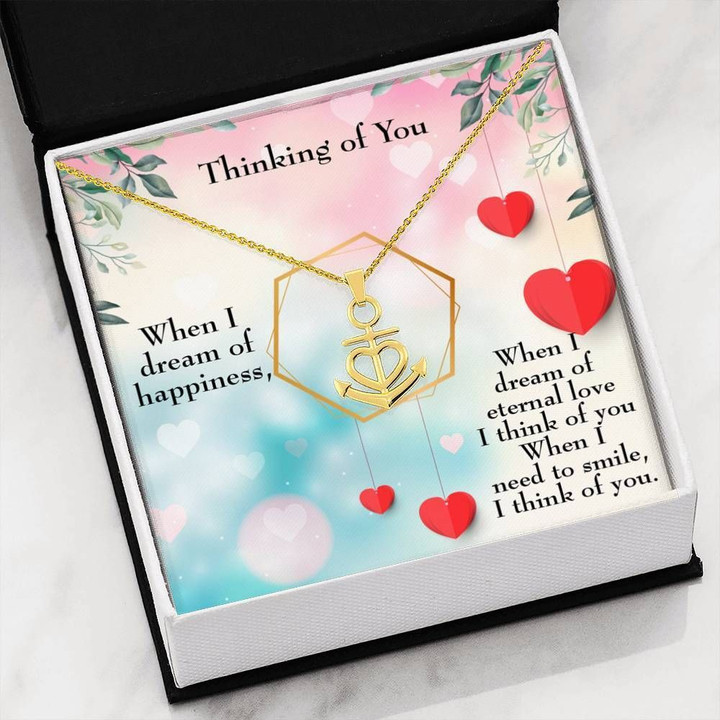 Thinking Of You Message Card Anchor Necklace Gift For Hers