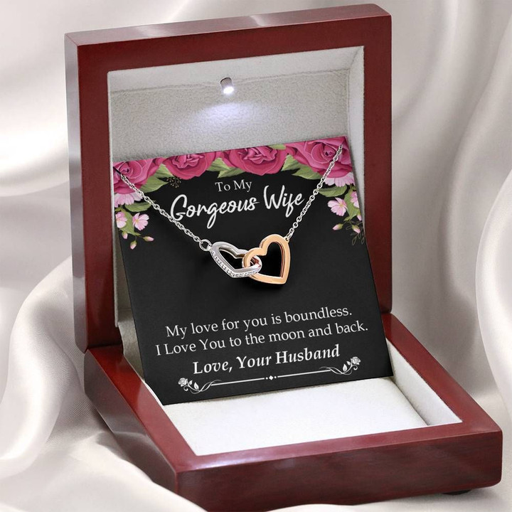 My Love For You Is Boundless Interlocking Hearts Necklace Gift For Wife